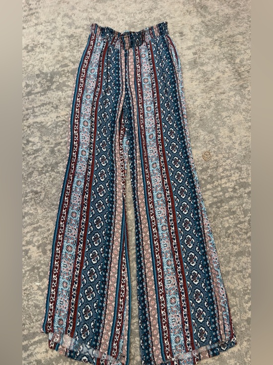 BE COOL Pants - Boho Teal, Burgundy and Cream Wide Leg Printed Pants